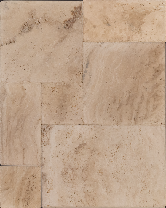 Travertine Tiramisu Versailles Pattern Chiseled & Brushed 1