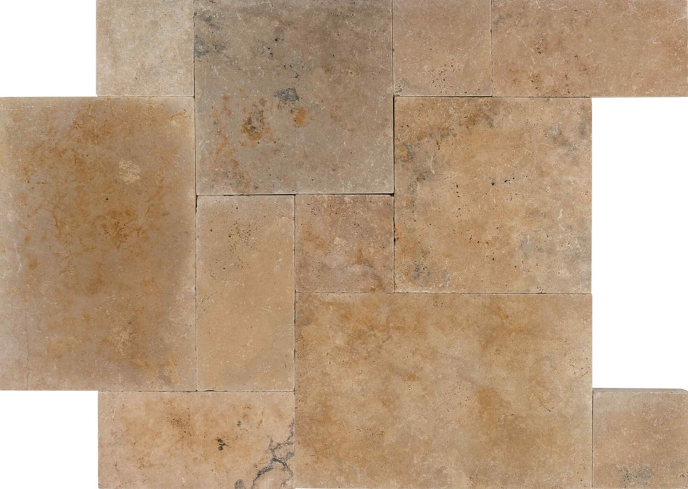 Travertine Ivory Rustic Versailles Pattern Tumbled 1