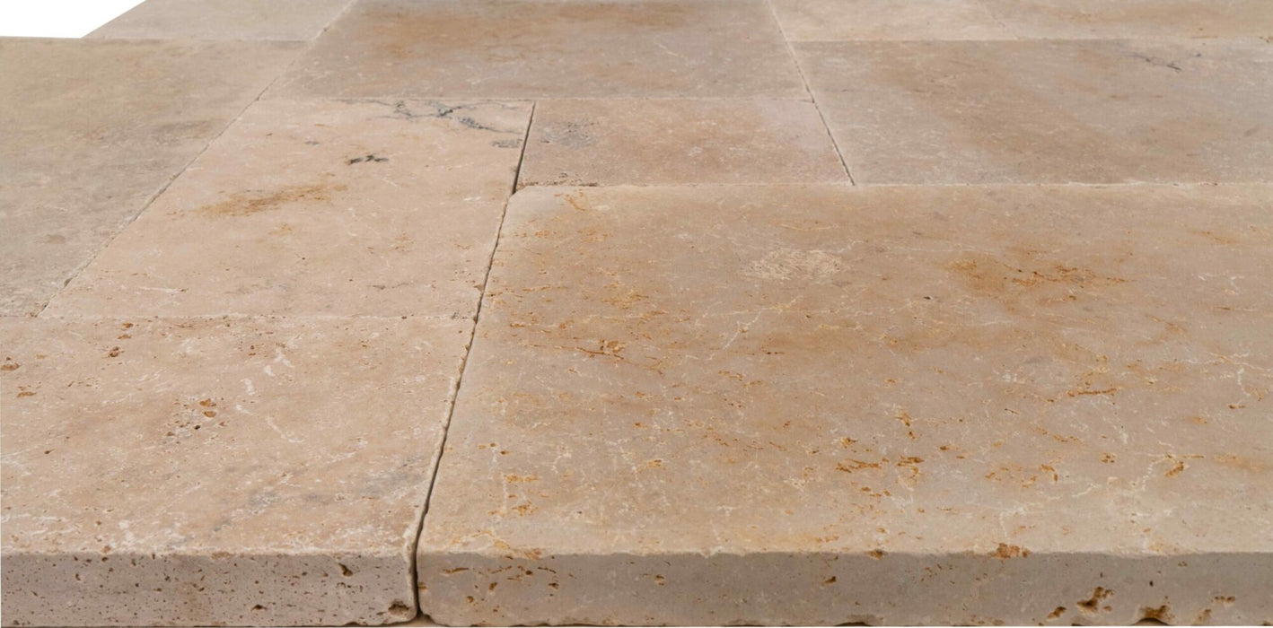 Travertine Ivory Rustic Versailles Pattern Tumbled 2