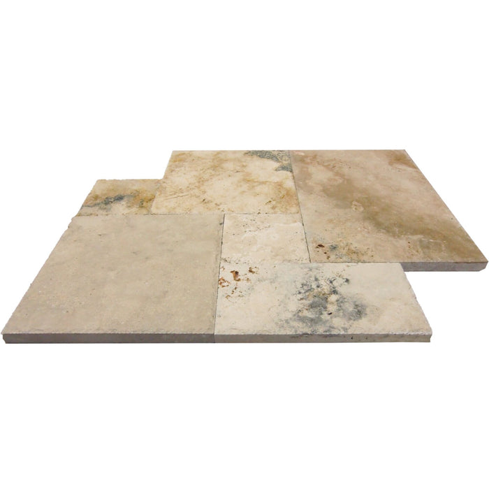 Travertine Ivory Rustic Versailles Pattern Tumbled 3