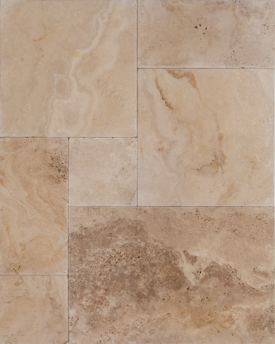 Travertine Tiramisu  Versailles Pattern Tumbled 1