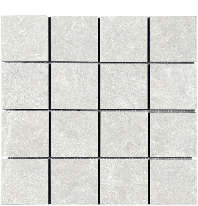 Full Sheet Sample - Kalkarea Pearl Porcelain Mosaic - 3" x 3" x 1 1/16" Matte