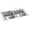 LGR37224 Lustertone Classic Stainless Steel Drop-in Double Bowl Kitchen Sink 37" x 22" x 10" with 4 Holes