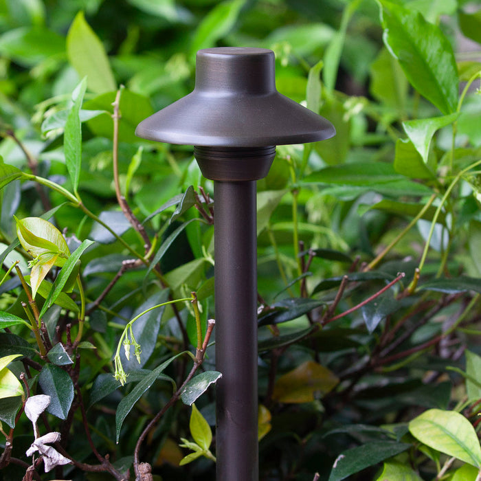 Mini Flat Hat Die Cast Brass G4 LED Outdoor Path Light - Antique Bronze - View 2