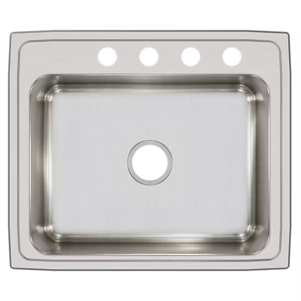 LR25214 Lustertone Classic Stainless Steel Drop-in Single Bowl Kitchen Sink 25" x 21 1/4" x 7 7/8" with 4 Holes
