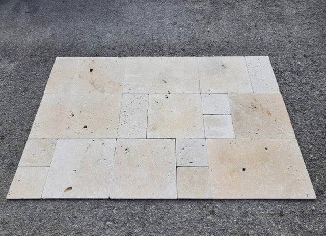Laguna Ivory Travertine Versailles Pattern - Tumbled 2