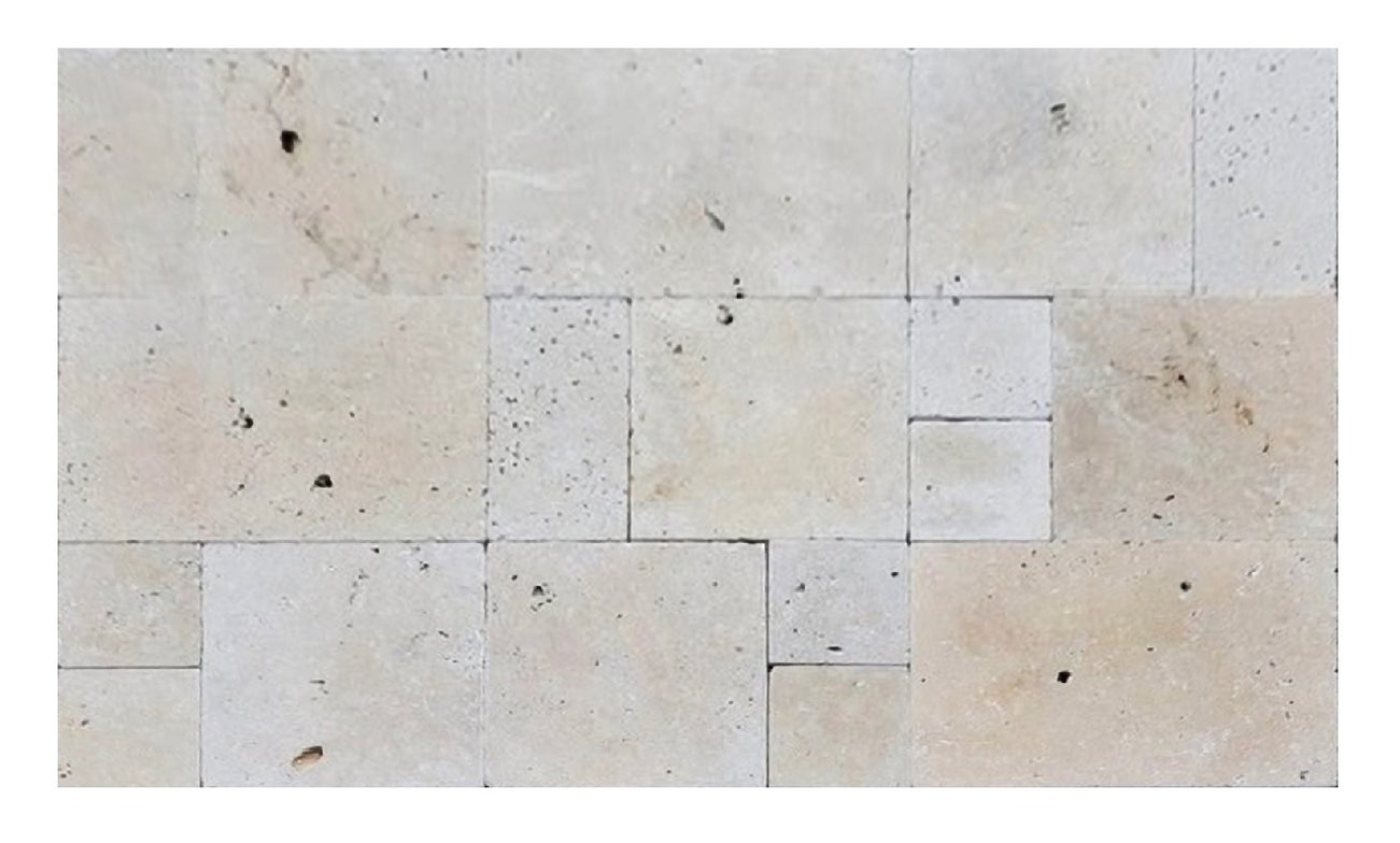 Laguna Ivory Tumbled Travertine Versailles Pattern — Stone & Tile ...