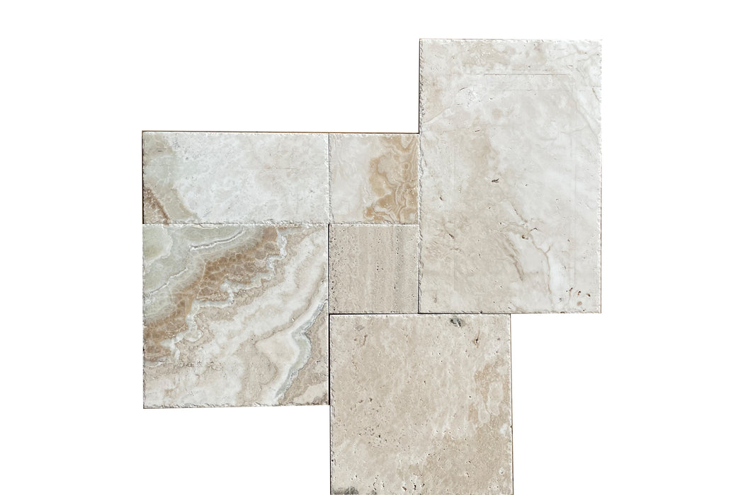Latravonya Chiseled & Brushed Travertine Versailles Pattern
