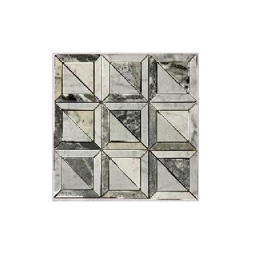 Sineero & White Carrara Polished Marble Mosaic - Lattice