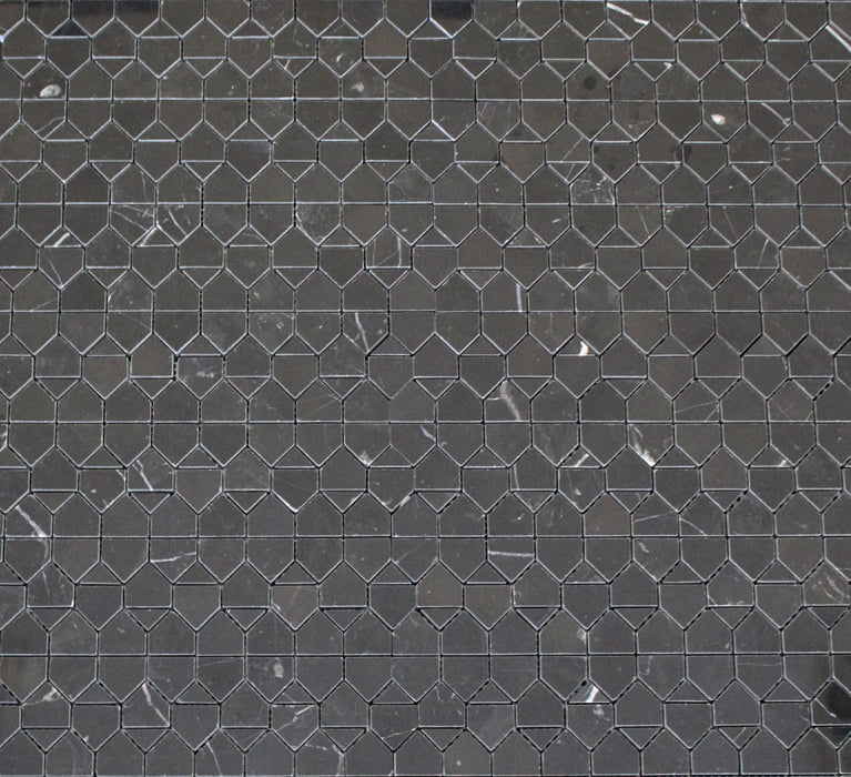 Full Sheet Sample - Layers Black Marble Mosaic - 12" x 12" x 3/8" Polished