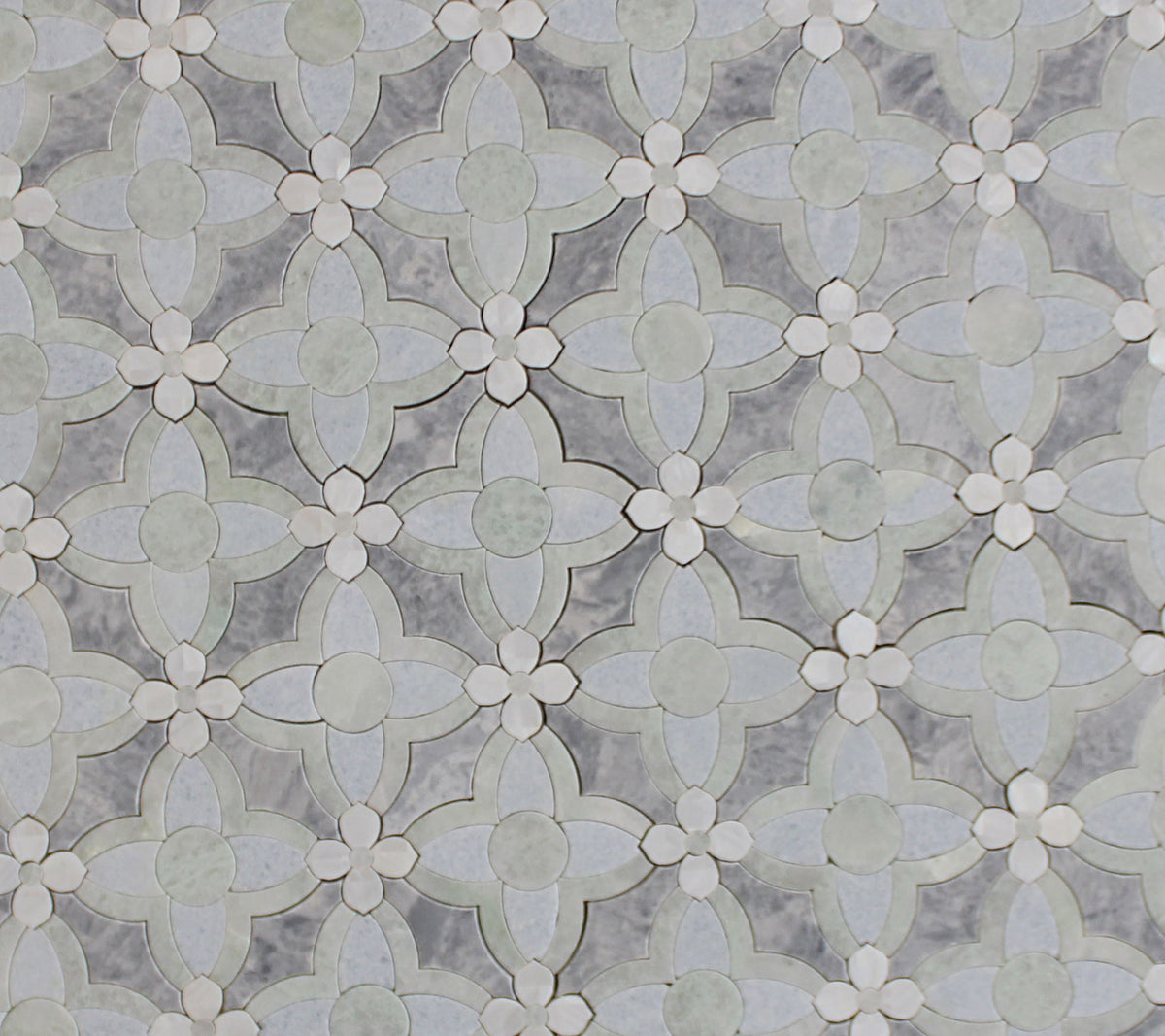 Full Sheet Sample - Lilly Pad Marble Mosaic - 12" x 12" x 3/8" Polishe ...