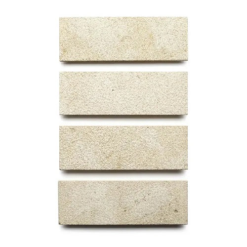 Full Tile Sample - Limestone Buff Bush Hammered Limestone Tile - 4" x 12" x 3/4" Matte