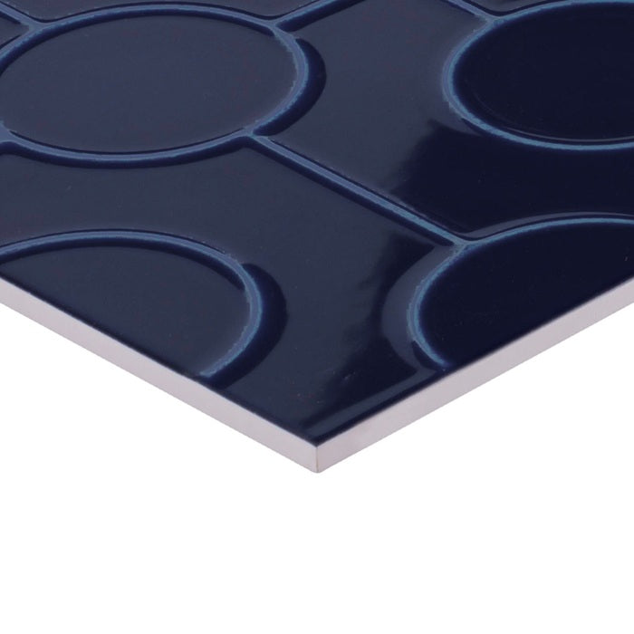 Luminique Ceramic Navy Circle K189 Tile Glossy 3