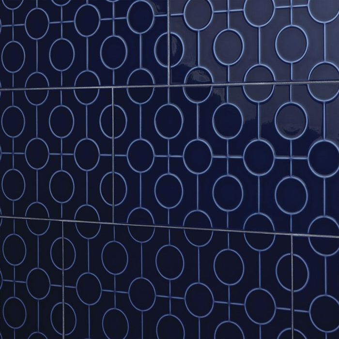 Luminique Ceramic Navy Circle K189 Tile Glossy 5