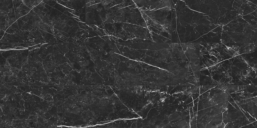 Luxury Nero Marquina Porcelain Tile - Polished