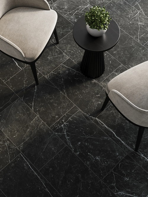 Luxury Nero Marquina Porcelain Tile - Matte