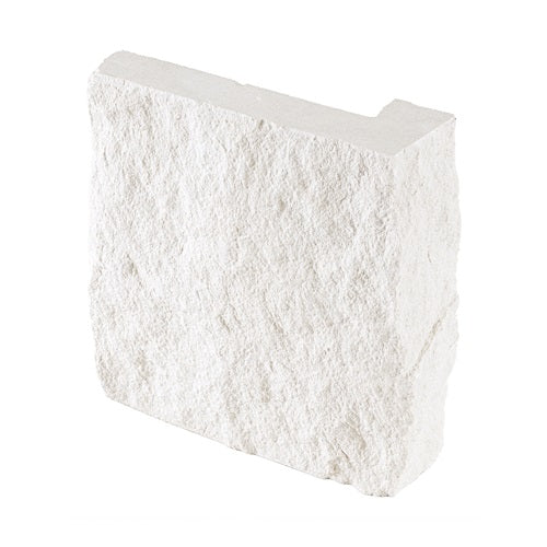 Tuscan White Split Face Limestone Veneer Corner - 8" x 7.5" x 1 1/4" - 2 1/8"