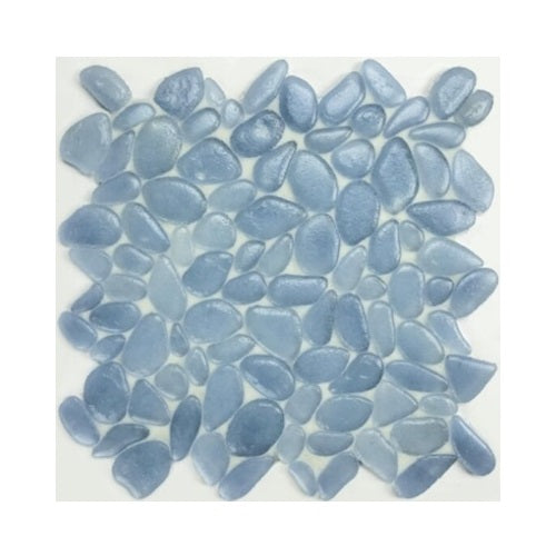 Full Sheet Sample - Artesano Reciclado Magic Seaside Pebble Marble Mosaic - 10.6" x 10.6" x 3/8" Glossy