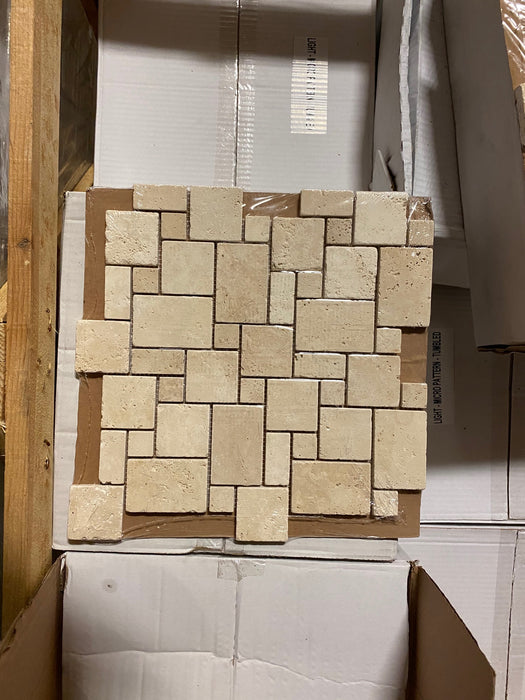 Ivory Travertine Mosaic Tumbled 1