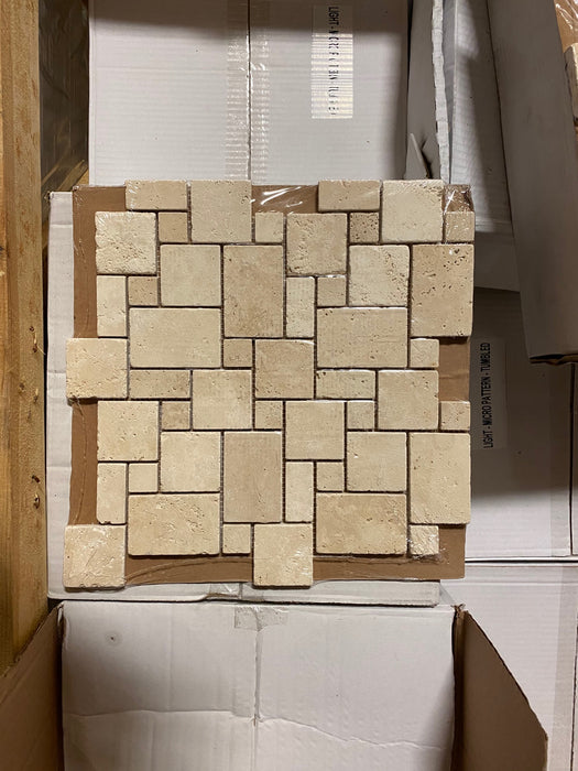 Ivory Travertine Mosaic Tumbled 2