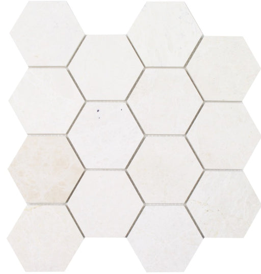 Full Sheet Sample - Ice Beige Hexagon Natural Stone Mosaic - 3" x 3" Honed