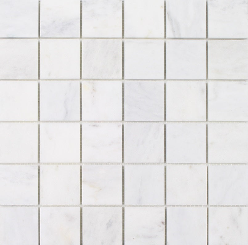 Full Sheet Sample - Ice White Natural Stone Mosaic - 2" x 2" Honed