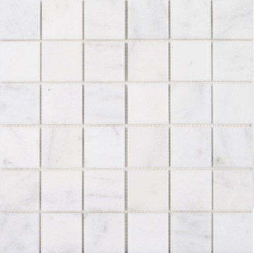 Full Sheet Sample - Snow White White Natural Stone Mosaic - 2" x 2" Honed