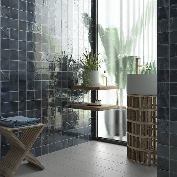 Moda Ceramic Deco Blue Tile Glossy 2