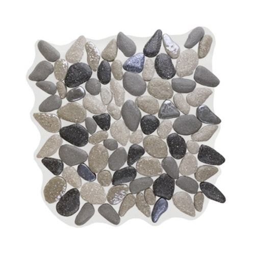 Full Sheet Sample - Artesano Reciclado Mountain Tarn Pebble Marble Mosaic - 10.6" x 10.6" x 3/8" Glossy