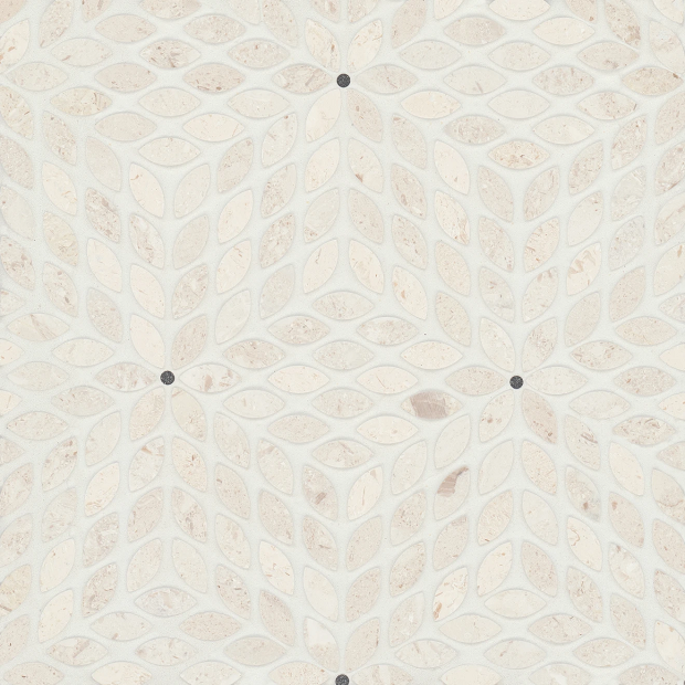 Celeste Myra Beige / Basalt Marble Mosaic - Leaf