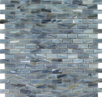 Full Sheet Sample - Aquatica Aurora Malachite Deco Staggered Glass Mosaic - 12.25" x 12.75" Glossy