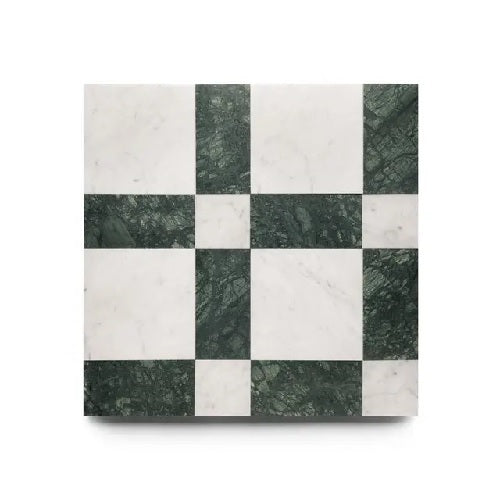 Full Tile Sample - Marble Etna in Carrara & Verde Alpi Marble Tile - 12" x 12" x 3/8" Honed