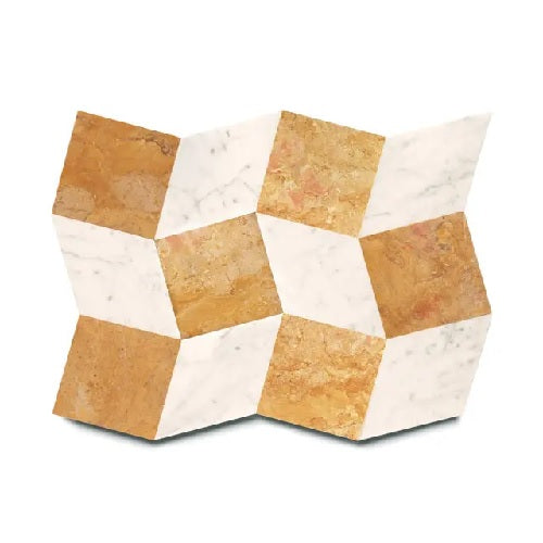 Full Tile Sample - Marble Lombardy in Carrara & Gaillo Reale Marble Pattern - Various Sizes x 3/8" Honed