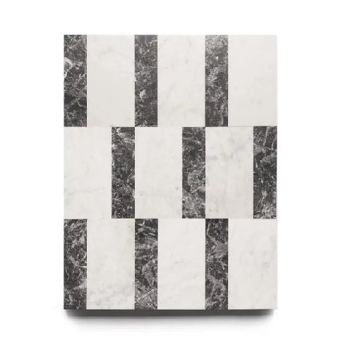 Full Tile Sample - Marble Lorenzo in Carrara & Grigio Carnico Marble Pattern - Various Sizes x 3/8" Honed