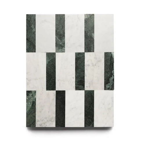 Full Tile Sample - Marble Lorenzo in Carrara & Verde Alpi Marble Pattern - Various Sizes x 3/8" Honed