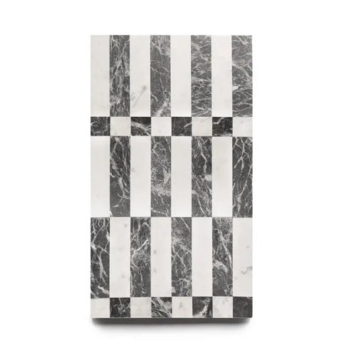 Full Tile Sample - Marble Lucca in Carrara & Grigio Carnico Marble Pattern - Various Sizes x 3/8" Honed