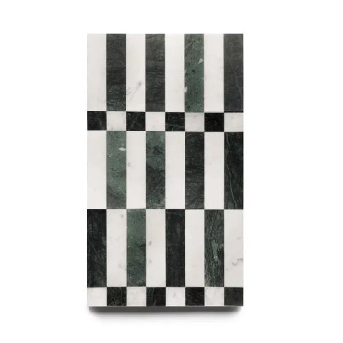 Full Tile Sample - Marble Lucca in Carrara & Verde Alpi Marble Pattern - Various Sizes x 3/8" Honed