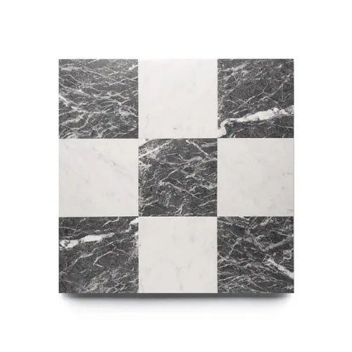 Full Tile Sample - Marble Piazza in Carrara & Grigio Carnico Marble Tile - 12" x 12" x 3/8" Honed