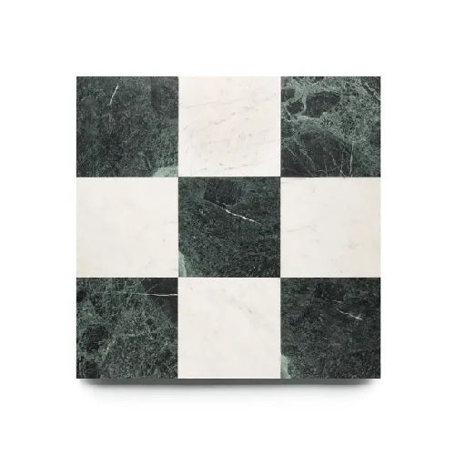 Full Tile Sample - Marble Piazza in Carrara & Verde Alpi Marble Tile - 12" x 12" x 3/8" Honed
