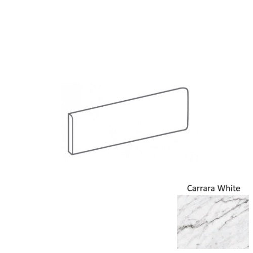 Marbles Carrara White Porcelain Floor & Wall Trim - 3" x 12" Bullnose