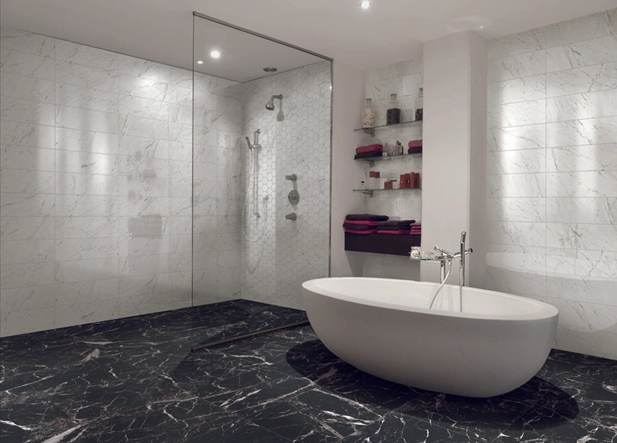 Marbles Marmo Nero Porcelain Tile - Matte