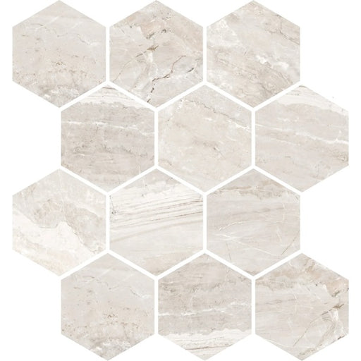 Marbles Oniciata Ivory Porcelain Mosaic - 3" Hexagon