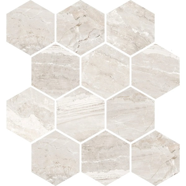 Marbles Oniciata Ivory Porcelain Mosaic - 3" Hexagon