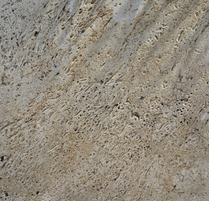 Full Tile Sample - Mediterrenean Walnut Travertine Tile - 16" x 16" x 1/2" Chiseled & Brushed