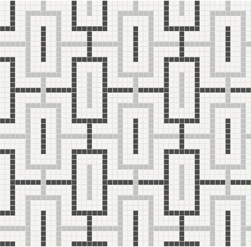 Full Sheet Sample - Soho Midnight Blend Chain Pattern Porcelain Mosaic - 11.50" x 11.50" x 6 MM Matte