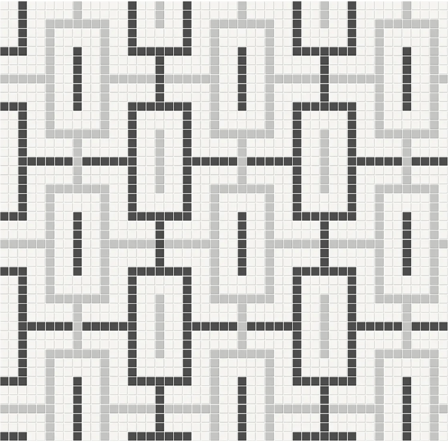 Full Sheet Sample - Soho Midnight Blend Chain Pattern Porcelain Mosaic - 11.50" x 11.50" Matte