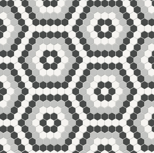Full Sheet Sample - Soho Midnight Blend Hexagon Porcelain Mosaic - 8.25" x 14.50" x 6 MM Matte