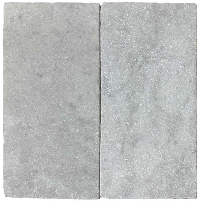 Full Tile Sample - Milas White Marble Tile - 4" x 4" x 3/8" Tumbled