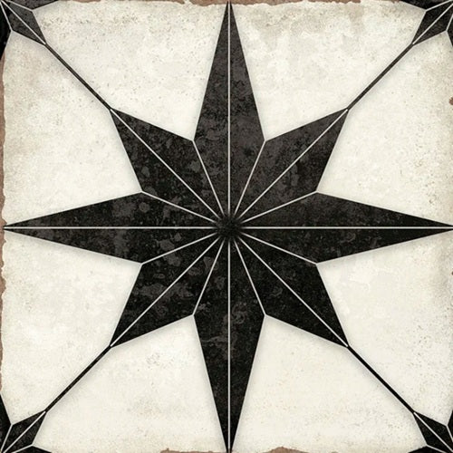 Celestial Porcelain Black Compass Tile Matte 1
