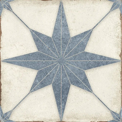 Celestial Porcelain Blue Compass Tile Matte 1